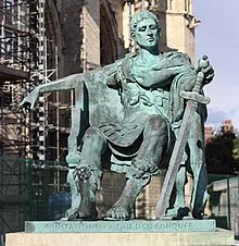 Modern bronze statue of Constantine I in York, England, near the spot where he was proclaimed Augustus in 306
