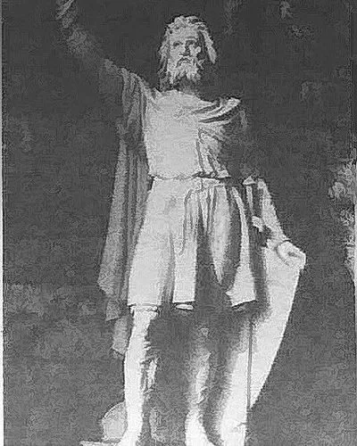 Statue of Alan Twistedbeard, work of Amédée Ménard, in the courtyard of the castle of the Dukes of Brittany in Nantes