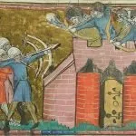 An illustration of Kerbogha besieging Antioch, from a 14th-century manuscript in the care of the Bibliothèque nationale de France