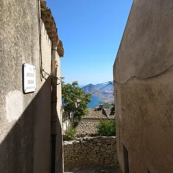 Monte Cofano seen from an alley in Erice