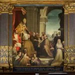 Painting in the house of Catherine of Siena, showing Urban VI receiving the keys of Castel Sant'Angelo.