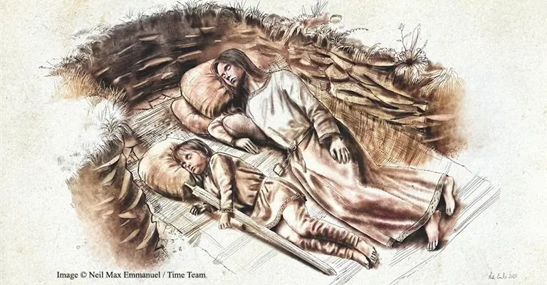 Anglo-Saxon Brother and Sister Burial. Photo - © Neil Max Emmanuel Time Team